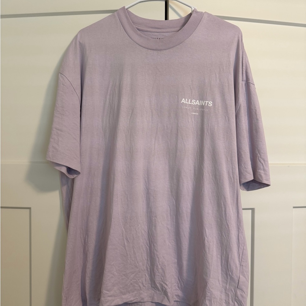 AllSaints Underground Tee in Lilac - Picture 2 of 3